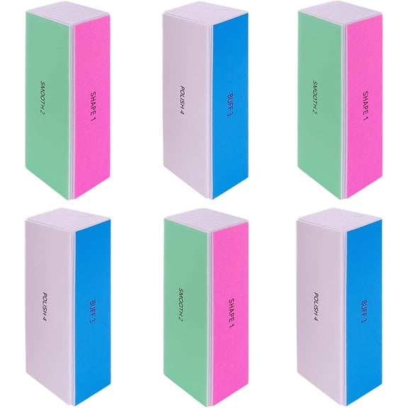 EXLEAF 4 Way Nail Buffer Block(6 pcs),Nail Shine Buffers Blocks Files for Natural and Acrylic Nails Smoother Buffing Block Polisher Fingernail File Buffer 120/240/600/3000 Grit for Buffing Shinning
