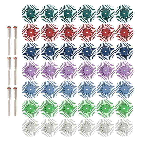 EXLEAF 42Pcs 1 Inch Radial Bristle Disc Kit with 3Mm Shank for Rotary Tools,Detail Abrasive Wheel for Jewelry Wood Metal Polishing, Bristle Wheel with Grit 80-2500