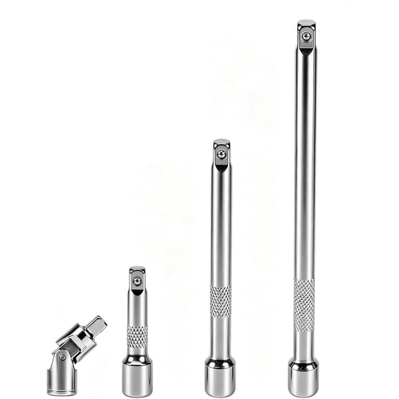 EXLEAF 4Pcs 1/4In Drive Socket Extension Set,2 4 6In Bars&Universal Joint,Chrome Vanadium Steel Ratchet Extender Tool