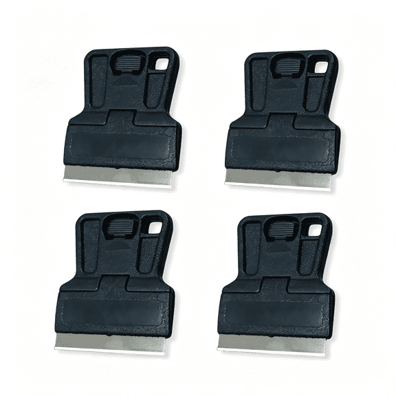 EXLEAF 4Pcs Mini Razor Blade Scraper Plastic Razor Blade Scraper Tool 1.5" Blade for Removing Stickers,Glue,Labels,Decal,Paint,Stain,Vinyl Efficient Razor Blade Scraper