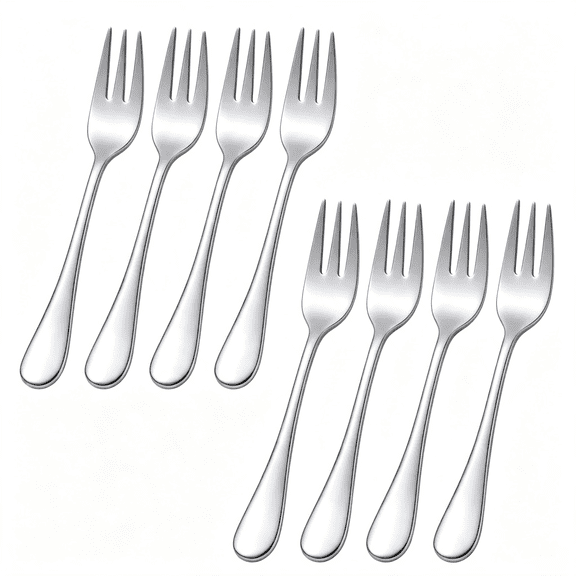 EXLEAF 5.4" Small Stainless Steel Dessert Forks Set of 8,Metal Appetizer Forks Cocktail Fork for Fruit Cake Salad Mirror Polished Silverware Dishwasher Safe