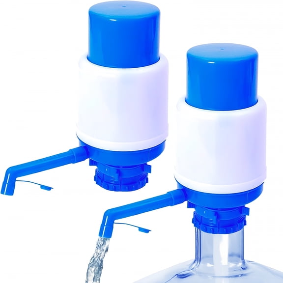 EXLEAF 5 Gallon Water Pump, Manual Water Pump for 5 Gallon Jug, 2 Pack Hand Pressure Water Bottles Pump Blue, Water Bottles Dispenser, Universal Manual Drinking Water Pump