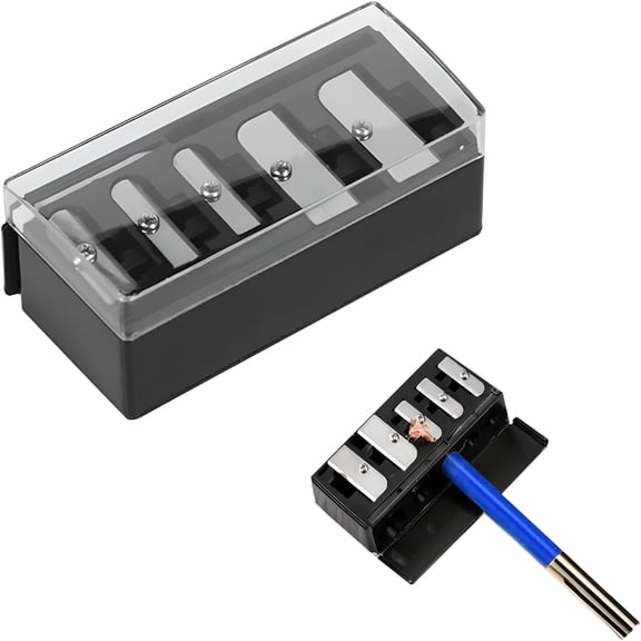 EXLEAF 5 Hole Makeup Pencil Sharpener Cosmetic Tool Multiple Sizes Eyeliner and Lip Liner Sharpener for Women 5 Slot Make Up Pencil Sharpener