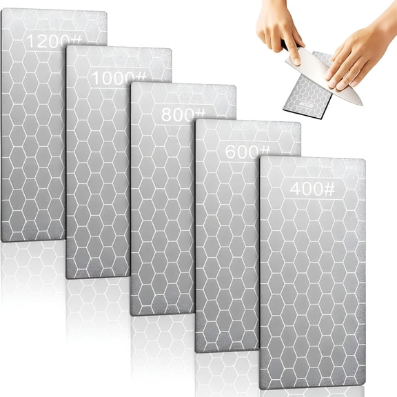 EXLEAF 5 PCS Diamond Sharpening Stone,Diamond Sharpening Plate,Double-Sided Sharpening Plate Honing Stones with Coarse Plate and Non-slip Base for Scissors,Knives 400/600/800/1000/1200 Grit