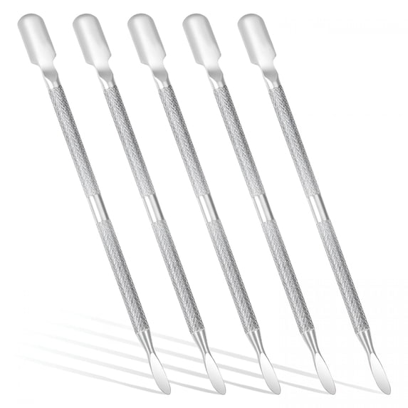 EXLEAF 5 Pcs Dual-Sided Cuticle Pusher Set,Stainless Steel Cuticle Pusher Tool for Manicure&Pedicure,Cuticles Trimmer,Nail Scraper,Cuticles Remover Tools for Salon