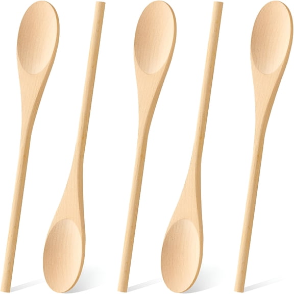EXLEAF 5 Pcs Wooden Spoons for Cooking,12 Inches Long Handle Spoons for Mixing,Tasting Stirring Food,Large Wooden Cooking Utensils for Kitchen and Crafts