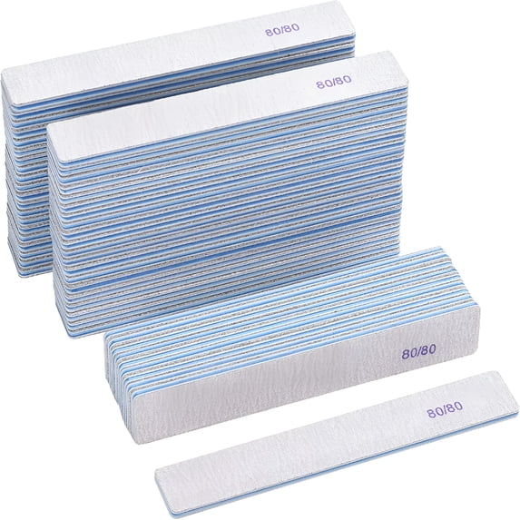 EXLEAF 50 Count Rectangle Nail Files for Acrylic Nails,80 Grit Coarse Nail File Reusable Emery Boards Manicure Tools
