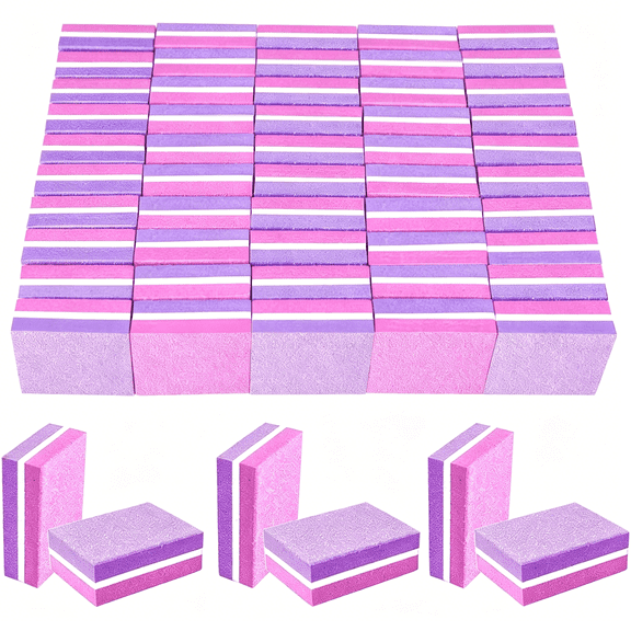 EXLEAF 50 Pcs Mini Nail Buffers, 100/180 Grit Sponge Files for Acrylic Gel Nails