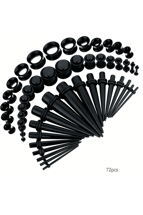 54Pc Ear Stretching Kit 14G-12Mm-Aftercare Jojoba Oil-Acrylic Plugs Gauge Tapers Silicone Tunnels-Lightweight Expanders Men Women