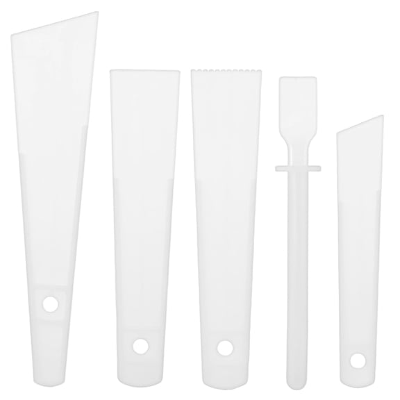 EXLEAF 5Pcs Applicator Glue Spreaders, Plastic Scraper Sticks for Wood Glue, Easy Clean Spreader for Leatherwork Woodwork Diy Craft Art Projects