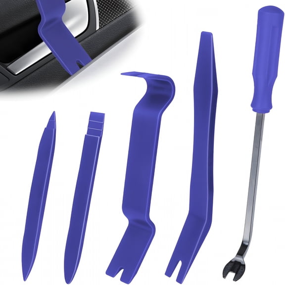EXLEAF 5Pcs Auto Trim Removal Tool Kit,Car Accessories Clip Pry Tools Kit No Scratch Plastic,Car Door Panel Rivet Pliers Tool Kit,Interior Fastener Puller Remover Body Repair Set for Car