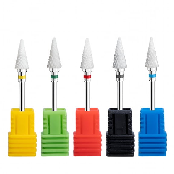 EXLEAF 5Pcs Ceramic Nail Drill Bit Set Electric Manicure Drill Kit for Nail Files Buffer Nail Art Equipment Accessory