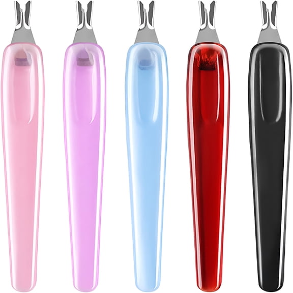 EXLEAF 5Pcs Cuticle Trimmer Pusher V Shape Dead Skin Fork Stainless Steel Callus Remover Nail Care Tools for Fingernail Toenail Home Salon