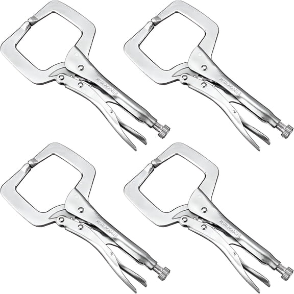 EXLEAF 6 Inch C Clamp Locking, 4Pcs Heavy Duty Welding Clamps Pliers Set Vise Grip Clamps with Swivel Pad for Electrician Maintenance, Wood Working, Welding and Craftsmen Home Workshop