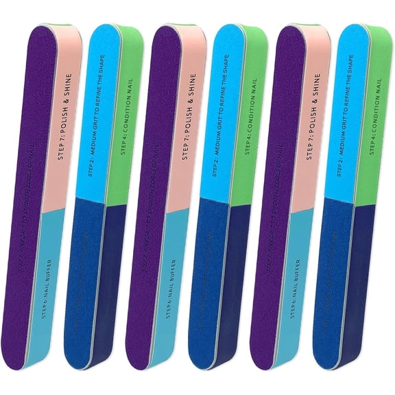 EXLEAF 6-Pack All-in-One Nail Buffer - Effortlessly Create Smooth and Shiny Nails