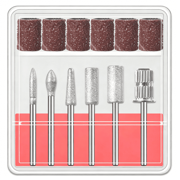EXLEAF 6 Pcs Nail Drill Bits Set,3/32 Professional Nail Bits for Manicure Pedicure