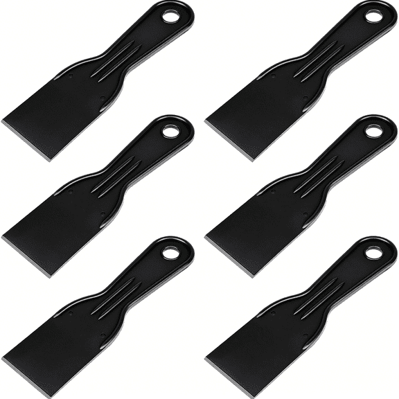 EXLEAF 6 Pcs Plastic Putty Knife, 2 Inch Black Putty Knife Scraper Flexible Putty Scraper Wall Scraper Plastic Paint Scraper Tool for Repairing Spackling Patching Plastering and Painting