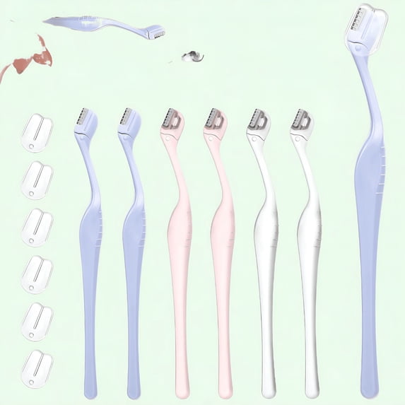 EXLEAF 6 Pieces Eyebrow Razor Set,Mini Razor Trimmer with Precision Cover for Women'S Face,Lip Hair Removal and Makeup Brow Razor