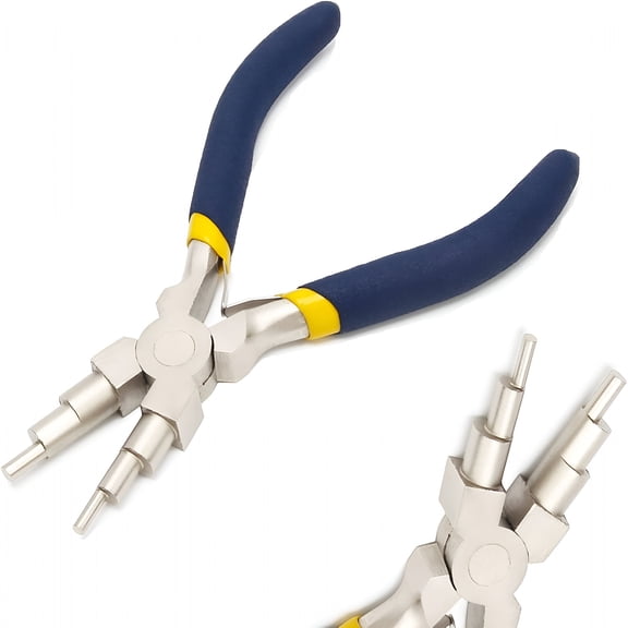 EXLEAF 6 Step Jewelry Bail Making Pliers,3-10Mm Wire Looping Forming Pliers Wire Wrapping Tools Looper Pliers with Non-Slip Handle Round Nose Pliers Wire Bending Pliers