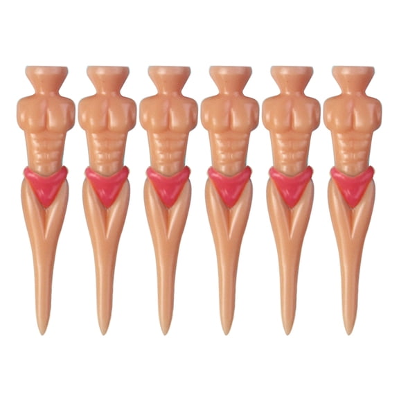 EXLEAF 6Pcs Bikini Golf Tees, Funny Plastic Nude Human Ball Holder, Colorful Novelty Golf Accessories for Men Women, Durable Tee Set for Course Practice Party Gift