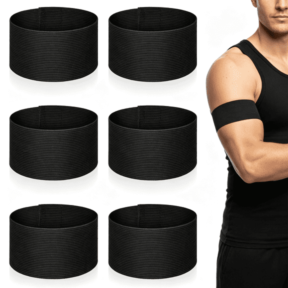 EXLEAF 6Pcs Black Arm Bands Mourning, Nylon Football Arm Bands, Adjustable Elastic for Soccer Basketball Funeral Mourning Arm Bands (Black)