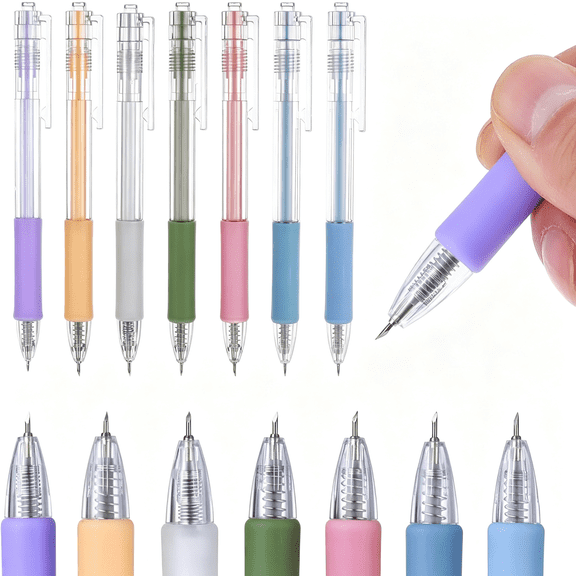 EXLEAF 7 Pcs Knife Pen Craft Cutting Tools Utility Knife Paper Cutter Retractable Pen Carving Tools for Diy Kit Craft Cutting Pens Cartoon Cutter Pattern Tool Carving Knives