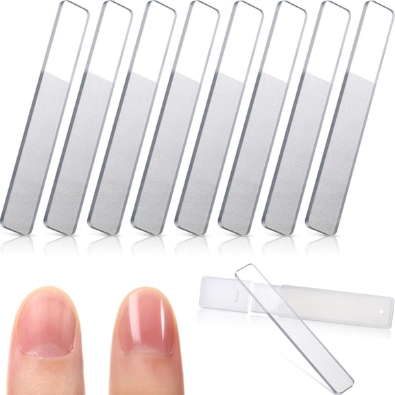 EXLEAF 8 Pieces Nano Shiner Files Glass Natural Nail Files Crystal Shiner Buffer Polisher with Case for Natural Nails, Premium Glass Nail Files for Natural Nails