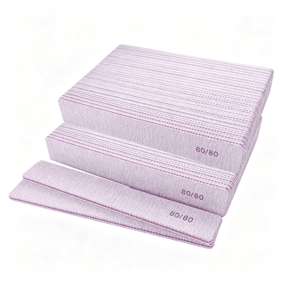 EXLEAF 80/80 Grit Nail Files,Emery Boards Nail File for Acrylic&Gel Nails,Coarse Nail File Double Sided 80 Grits Emory Professional Filers Reusable Washable Manicure Square Gray(50Pcs 80/80 Grit)