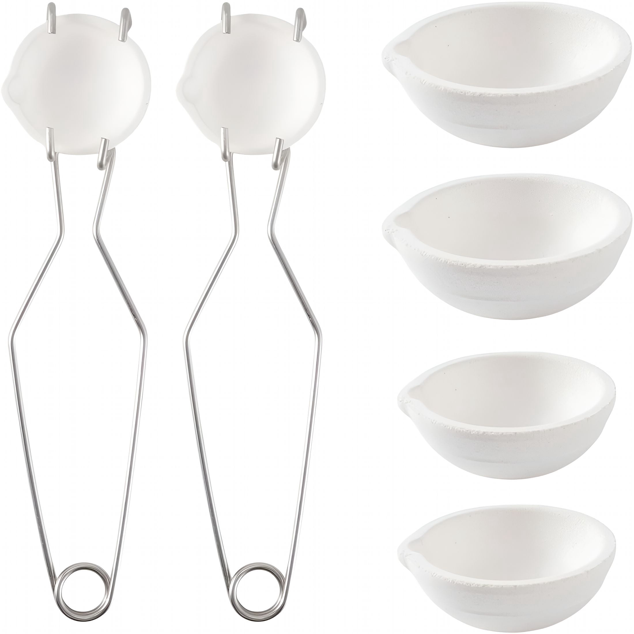 EXLEAF 9 Pcs Crucibles for Melting Metal with Work Gloves, 4 Ceramic Crucible and 2 Large Ceramic, Metal Casting Kit with 2 Crucible Tongs
