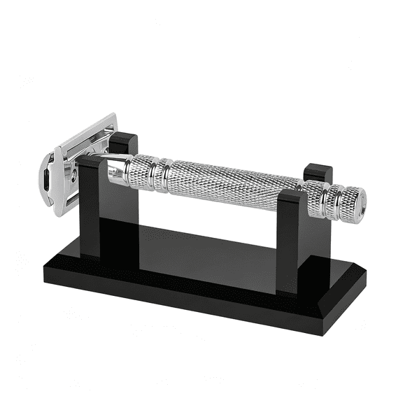 EXLEAF Acrylic Men S Razor Stand,Stable Bathroom Holder for Safety Razors,Easy Clean,Compatible with Viking Blade Chief&Shaving Revolution Razors (Black)