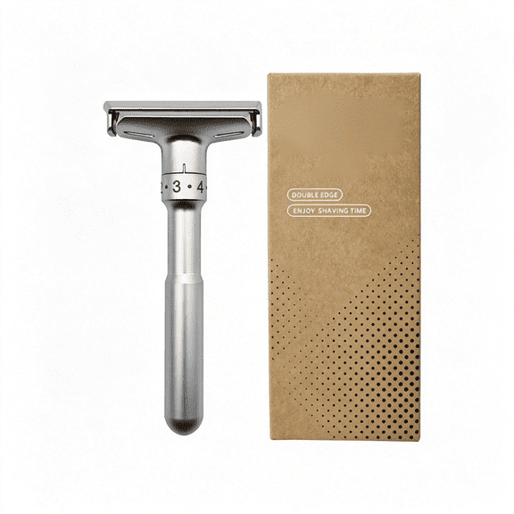 EXLEAF Adjustable Double Edge Safety Razor - Matte Chrome,Adjustable Razor with Dial,Made in Germany,Plastic-Free,Snap-On Cap Design,Straight Bar