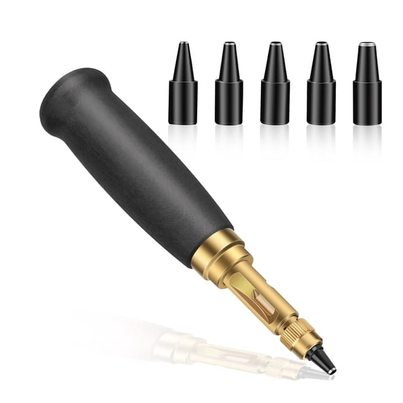 EXLEAF Adjustable Screw Hole Punch Automatic Hole Punch Tool with Black Wooden Handle Bookbinding Tool Leather Hole Punch with 6 Tips Size 1.5Mm/2Mm/2.5Mm/3Mm/3.5Mm/4Mm