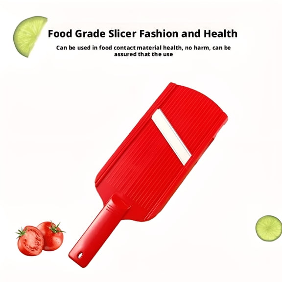 EXLEAF Adjustable Stainless Steel Mandoline Slicer for Vegetables,Includes Food Pusher and Cleaning Brush,Kitchen Tool (Red)