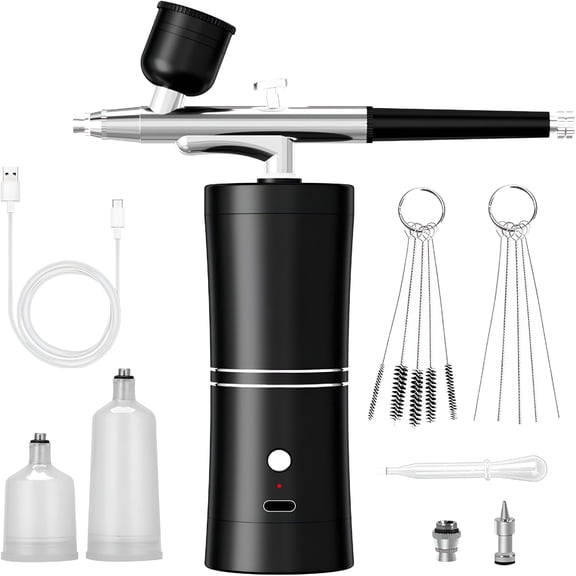 EXLEAF Airbrush Kit With Compressor Portable Airbrush Air Brush Kit with Air Compressor Airbrush for Nails Airbrush Compressor High Pressure Nail Airbrush Machine Handheld Mini Air Brush Kit (Black)