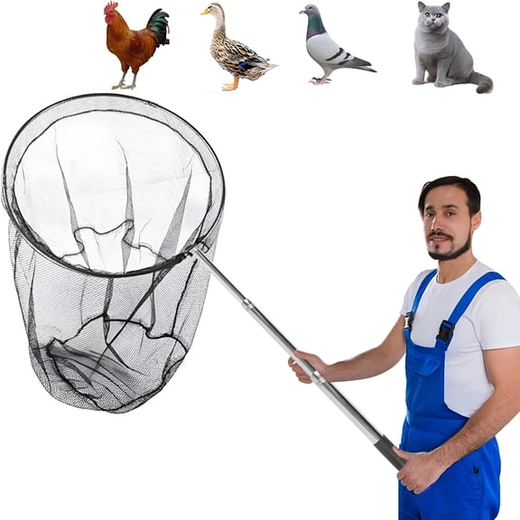 EXLEAF Animal Catcher Net,Chicken Catching Net for Poultry Supplies,Extendable 72"Made of Stainless Steel Fishing Net Catcher for Catching Small Duck,Geese,Bird,Bat,Chickens,Cat,Poultry