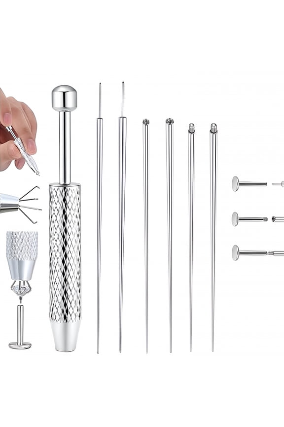 Anti-Slip Piercing Taper Ball Grabber Tool for Changing Jewelry - 16G 18G 20G Stainless Steel ThreadlessThreaded Insertion Pin,Hypoallergenic Nickel- Lead- Body Piercing Kit