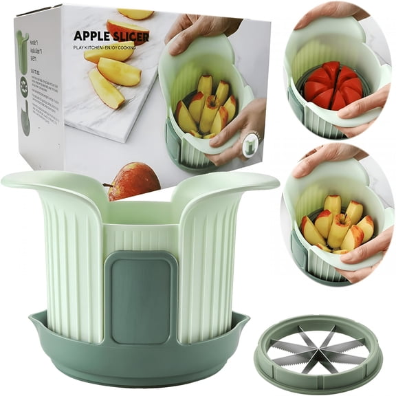 EXLEAF Apple Slicer, 8-Slice Fruit & Vegetable Cutter with Stand and Mango Slicer Blade, Stainless Steel Apple Corer&Tomato Slicer with Handle for Home Kitchen Vegetable Chopper
