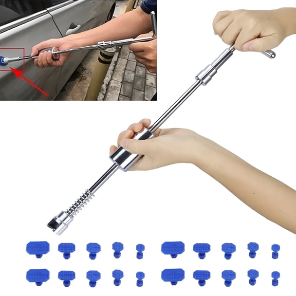 EXLEAF Auto Paintless Dent Repair Kit - T-Bar Dent Puller with Suction Cup Puller Tabs Kit for Car Body Dent Removal, Hail Damage, Small Dents, Refrigerator Door Dings