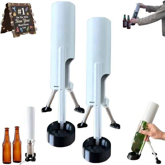 EXLEAF Automatic Bottle Opener,Push Down Beer/Soda Decapitator for 300Ml/12Oz Beer & Soda Bottles,Easy Cap Removal Bartender Tool for Home Bar Camping Party (2Pcs)