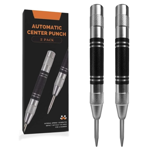 EXLEAF Automatic Center Punch 5 Inch Spring Loaded Center Punch Adjustable Tension Punch Tool for Metal Wood Glass Plastic 2 Pack