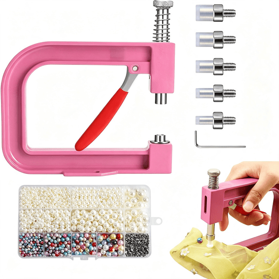 EXLEAF Beads Rivet Fixing Machine-Pearl Setter,Rhinestone Tool|Manual Applicator Device,Handheld Fastener Press for Jewelry Crafting While Attaching Studs to Clothing,Bag,Wedding Accessory
