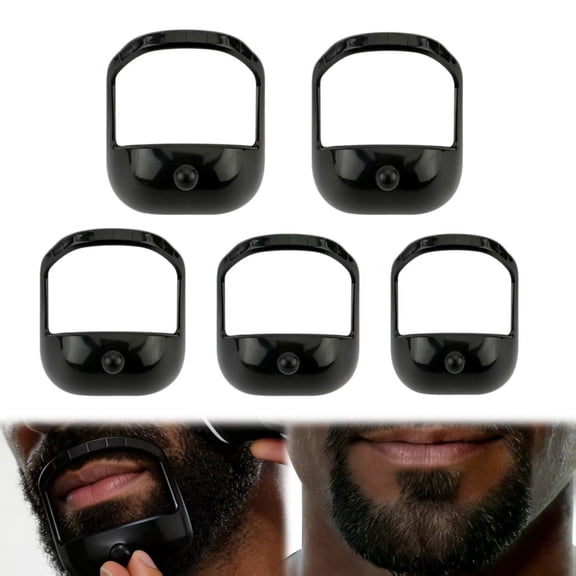 EXLEAF Beard Shaping Tool,Precision Beard Guide for Clean Lines and Goatee,Durable Abs Beard Shaper Tool for Home Grooming,5 Pcs/Set Beard Lineup Tool (Black)