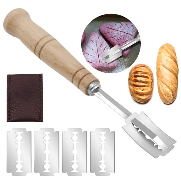 EXLEAF Bread Lame Dough Bakers Scoring Slashing Cutter Tool Razor Blade 5 Blades,Scoring Tool for Sourdough Bread,Sourdough Scoring Tool
