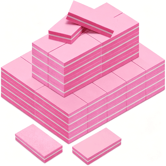EXLEAF Buffer Block Nail File,100/180 Grit Sponge Nail Buffers for Acrylic Nails,Mini Buffing Block Double Sided for Manicure Tools 60 Count-Pink