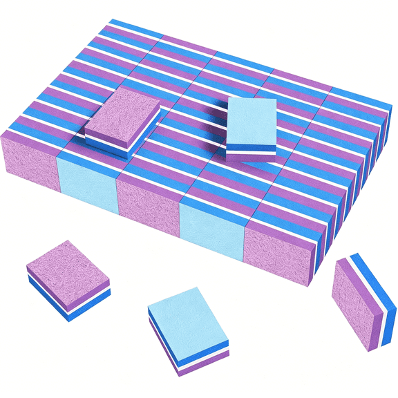 EXLEAF Buffing Block,Double-Sided Nail Buffing Block,Colorful Sponge Nail Polish Sanding Buffer Strips Nail File Blocks Manicure Tools (Blue-Purple)