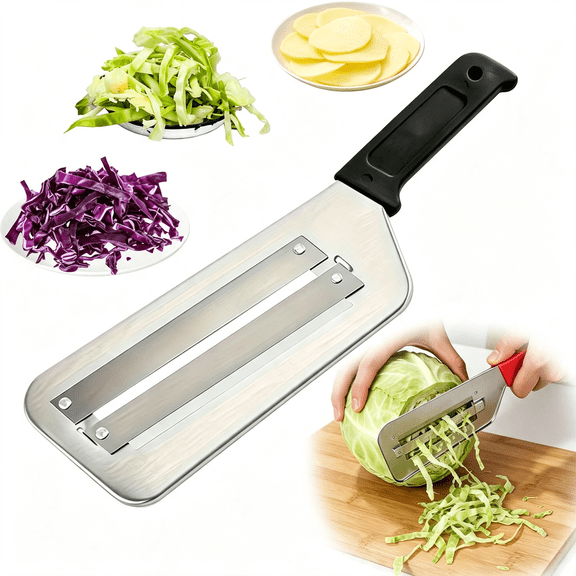 EXLEAF Cabbage Chopper Shredder,Stainless Steel Cabbage Cutter Kitchen Slicer Sauerkraut Grater,Black Handle Stainless Steel Black Handle Cabbage Cutter