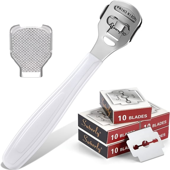 EXLEAF Callus Shaver Set for Feet, 50 Replacement Blades & Stainless Steel