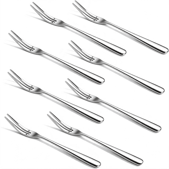 EXLEAF Cocktail Forks Set of 8,304 Stainless Steel Mini Appetizer Forks Mirror Polished Small Dessert Fruit Forks for Olives Cheese Escargot Shrimp Cocktail,Dishwasher Safe Silverware