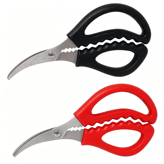 EXLEAF Crab Scissors 2Pcs Multifunctional Stainless Steel Shears Kitchen Seafood Scissors Fish Crab Shrimp Lobster Scissors Seafood Peeling Tools for Home (2 Color,6")