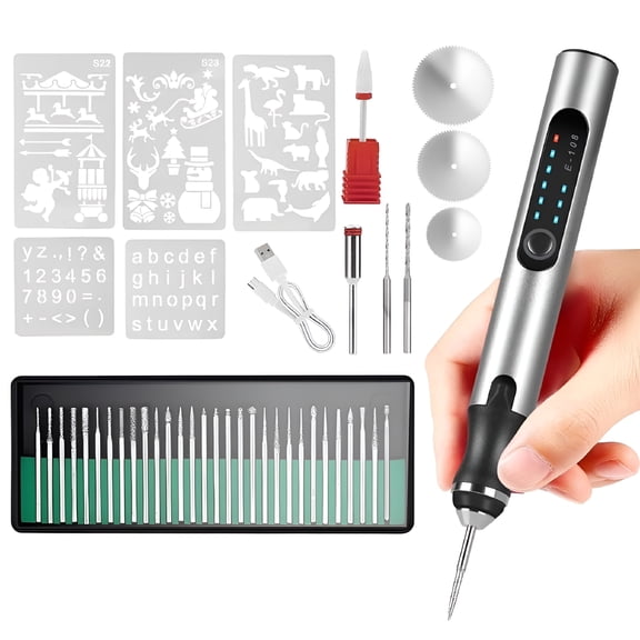 EXLEAF Crafts Engraving Pen Portable Electric Engraver Tool Set for Jewelry Wood Metal Stone Plastic Glass Polishing Engraving Pen for Metal Engraving Pen for All Materials